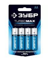 Батарейка ЗУБР Turbo-MAX щелочная 1,5В АА (4шт) (59206-4С)