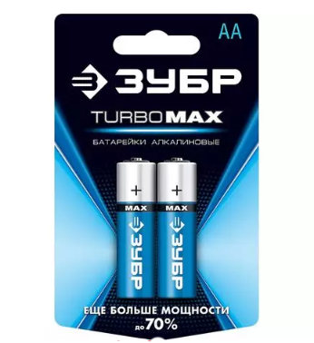 Батарейка ЗУБР Turbo-MAX щелочная 1,5В АА (2шт) (59206-2С)