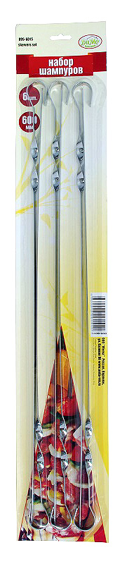 Набор шампуров 6 шт 600 мм на блистере "ВИМО-пикник" (095-6015)